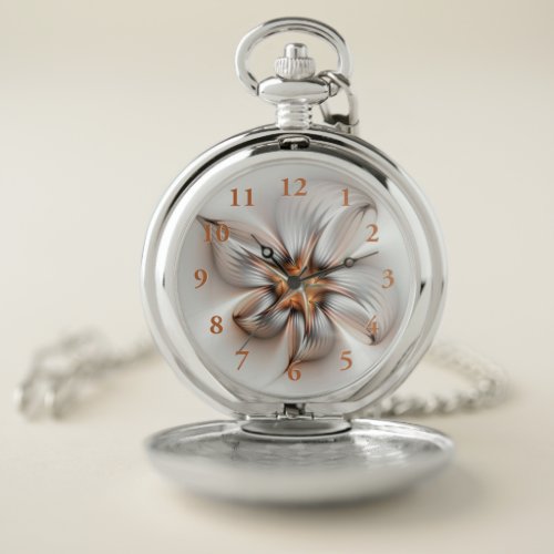 Floral Elegance Modern Abstract Fractal Art Pocket Watch