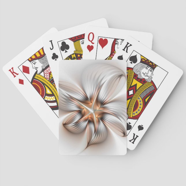 Floral Elegance Modern Abstract Fractal Art Poker Cards (Back)