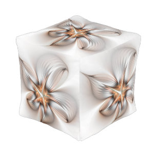 Floral Elegance Modern Abstract Fractal Art Pouf