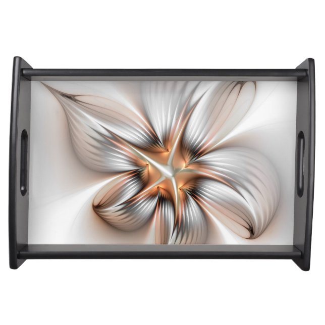 Floral Elegance Modern Abstract Fractal Art Serving Tray (Front)