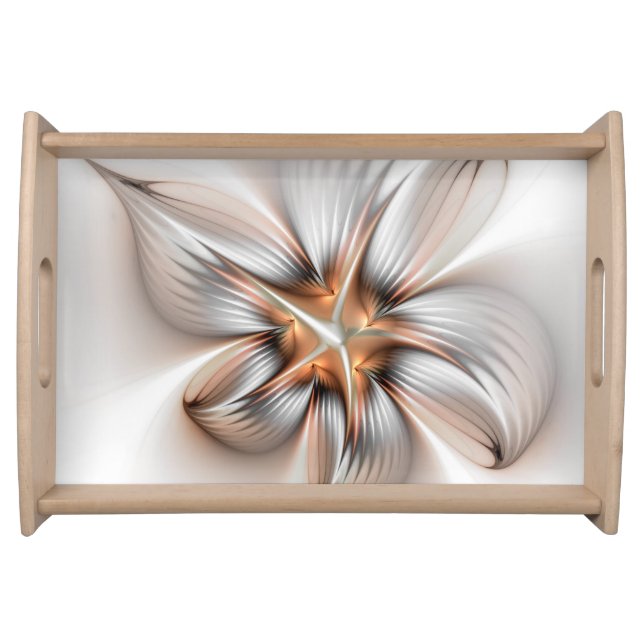Floral Elegance Modern Abstract Fractal Art Serving Tray (Front)