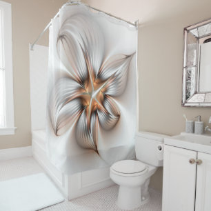 Floral Elegance Modern Abstract Fractal Art Shower Curtain