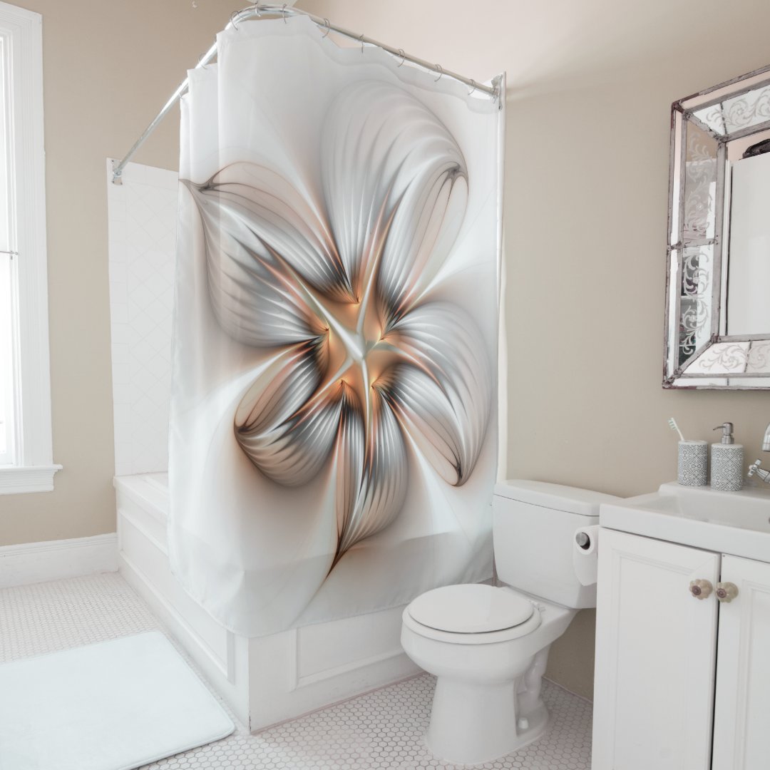 Floral Elegance Modern Abstract Fractal Art Shower Curtain Zazzle