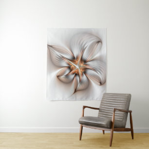 Floral Elegance Modern Abstract Fractal Art Tapestry