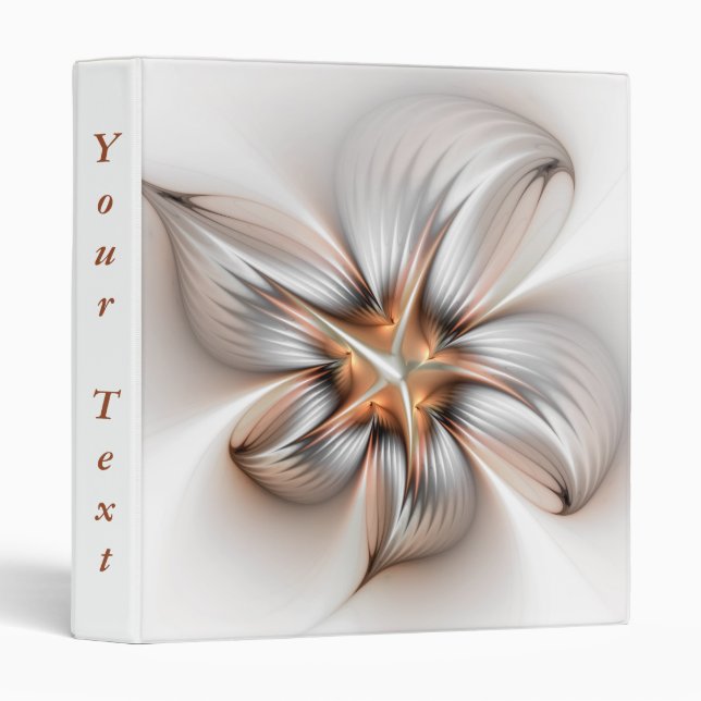 Floral Elegance Modern Abstract Fractal Art Text 3 Ring Binder (Front/Spine)