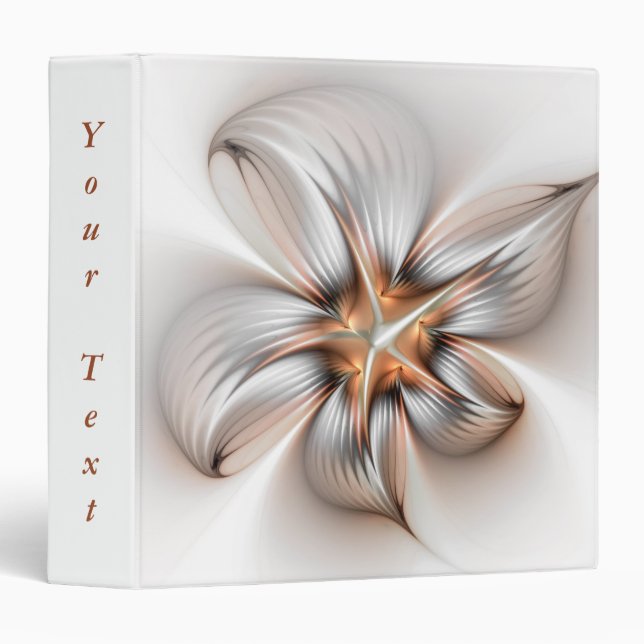Floral Elegance Modern Abstract Fractal Art Text 3 Ring Binder (Front/Spine)