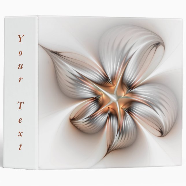 Floral Elegance Modern Abstract Fractal Art Text 3 Ring Binder (Front/Spine)