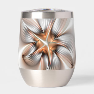 Floral Elegance Modern Abstract Fractal Art Thermal Wine Tumbler