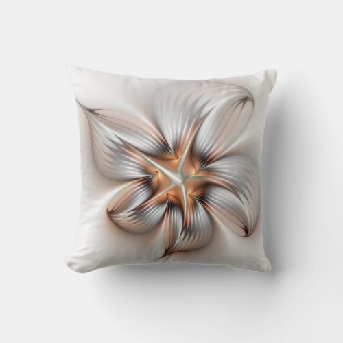 Floral Elegance Modern Abstract Fractal Art Throw Pillow