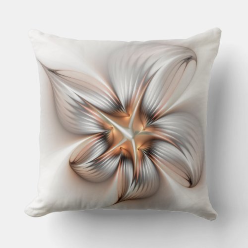 Floral Elegance Modern Abstract Fractal Art Throw Pillow