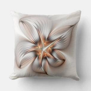 Floral Elegance Modern Abstract Fractal Art Throw Pillow