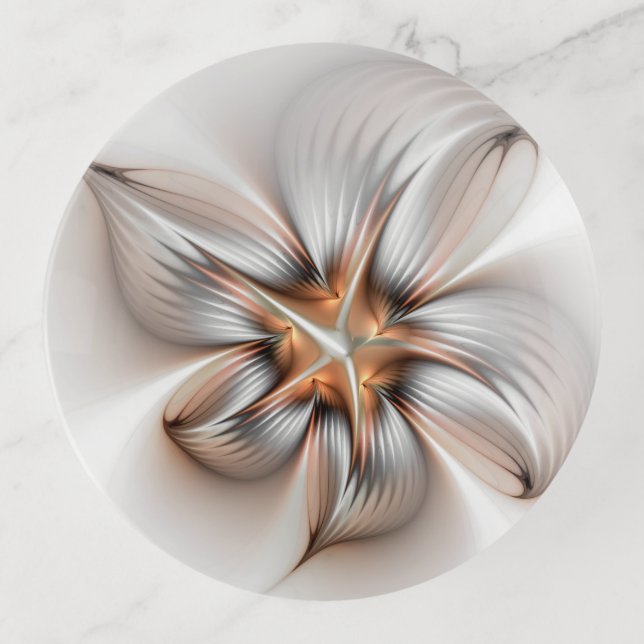 Floral Elegance Modern Abstract Fractal Art Trinket Tray (Front)