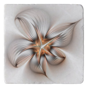 Floral Elegance Modern Abstract Fractal Art Trivet