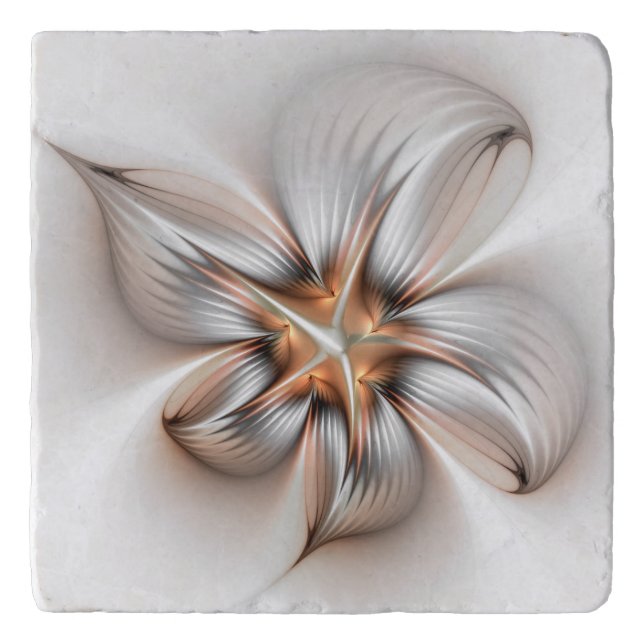 Floral Elegance Modern Abstract Fractal Art Trivet (Front)