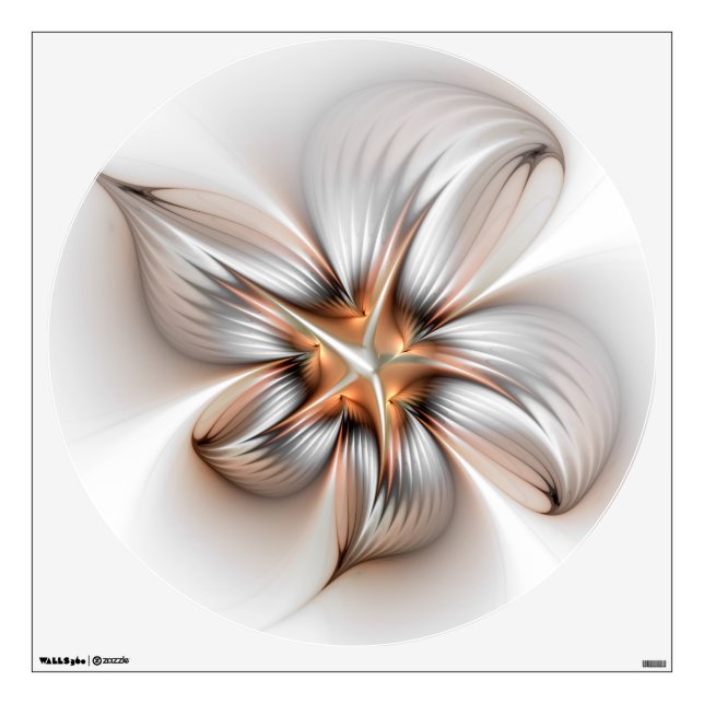 Floral Elegance Modern Abstract Fractal Art Wall Decal (Front)