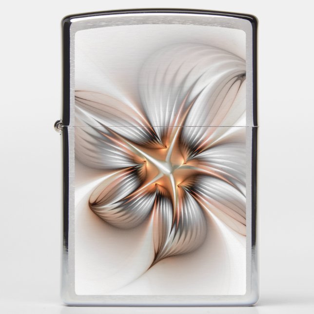 Floral Elegance Modern Abstract Fractal Art Zippo Lighter (Front)