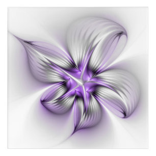 Floral Elegance Modern Abstract Violet Fractal Art