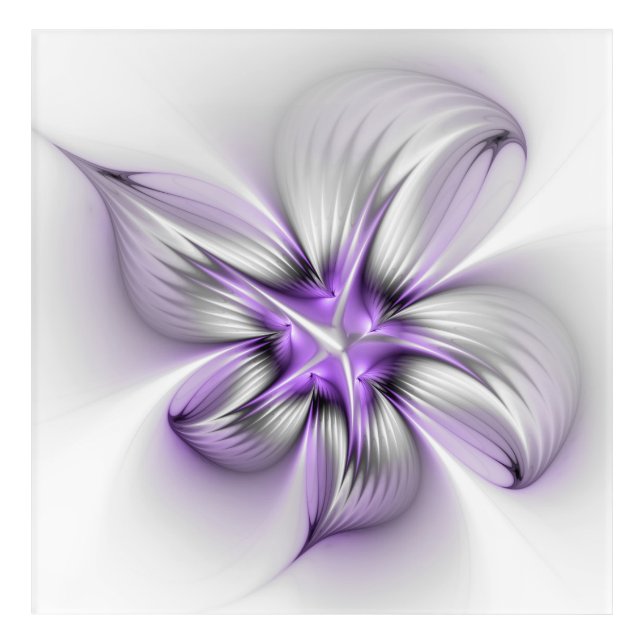 Floral Elegance Modern Abstract Violet Fractal Art (Front)