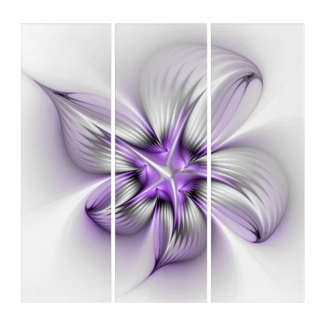 Floral Elegance Modern Abstract Violet Fractal Art (Front)