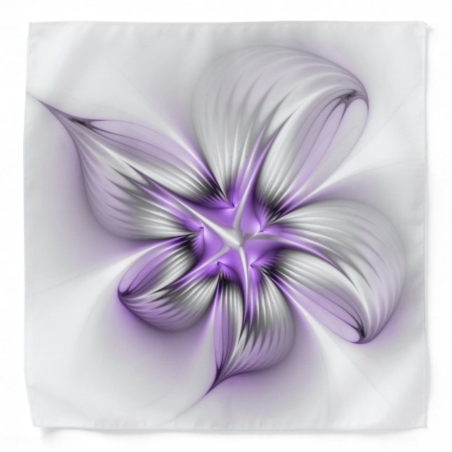 Floral Elegance Modern Abstract Violet Fractal Art Bandana (Front)
