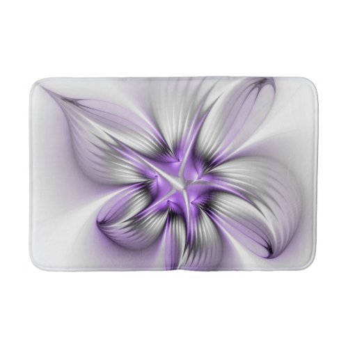 Floral Elegance Modern Abstract Violet Fractal Art Bath Mat