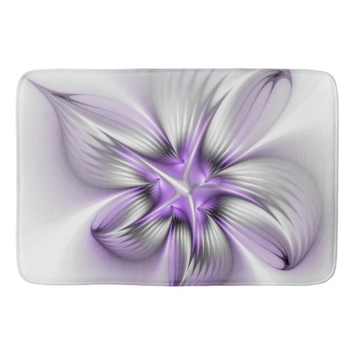 Floral Elegance Modern Abstract Violet Fractal Art Bath Mat