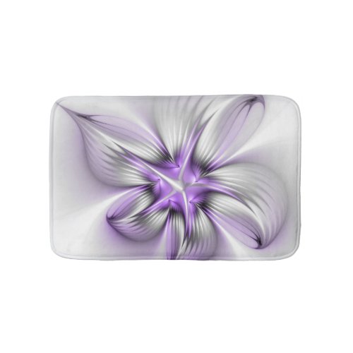Floral Elegance Modern Abstract Violet Fractal Art Bath Mat