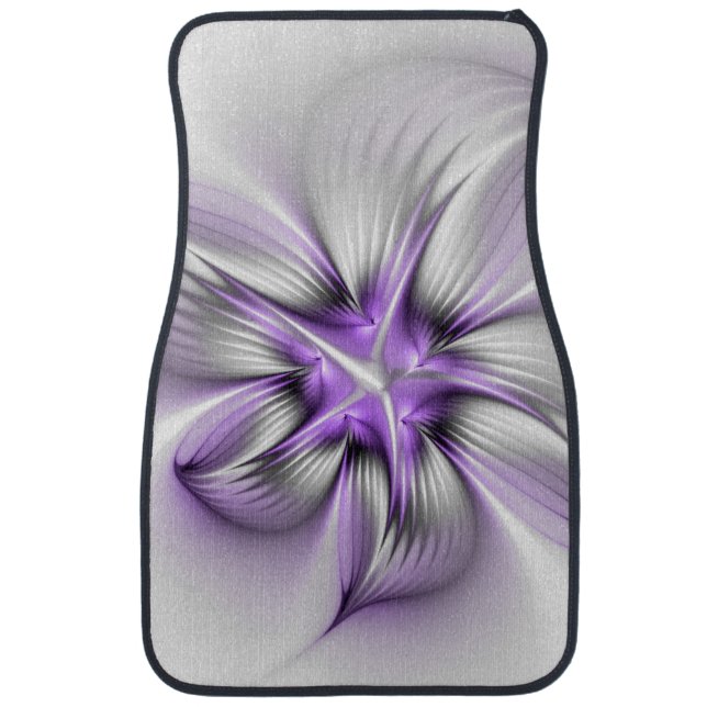 Floral Elegance Modern Abstract Violet Fractal Art Car Floor Mat (Front)