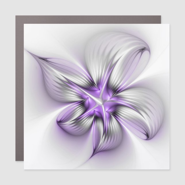 Floral Elegance Modern Abstract Violet Fractal Art Car Magnet (Front)