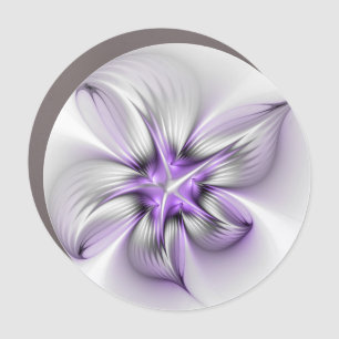 Floral Elegance Modern Abstract Violet Fractal Art Car Magnet