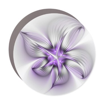 Floral Elegance Modern Abstract Violet Fractal Art Car Magnet