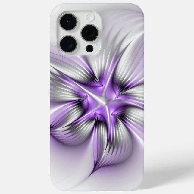 Floral Elegance Modern Abstract Violet Fractal Art Case-Mate iPhone Case (Back)