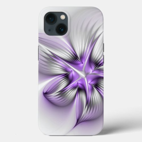 Floral Elegance Modern Abstract Violet Fractal Art iPhone 13 Case
