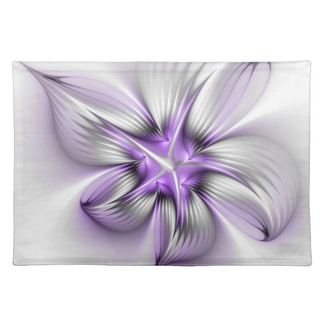 Floral Elegance Modern Abstract Violet Fractal Art Cloth Placemat (Front)