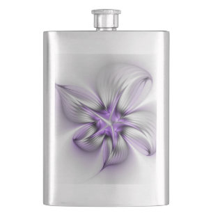 Floral Elegance Modern Abstract Violet Fractal Art Flask