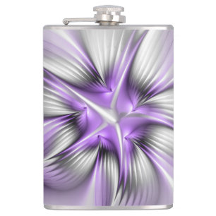 Floral Elegance Modern Abstract Violet Fractal Art Flask