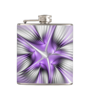 Floral Elegance Modern Abstract Violet Fractal Art Flask