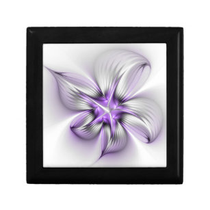 Floral Elegance Modern Abstract Violet Fractal Art Gift Box