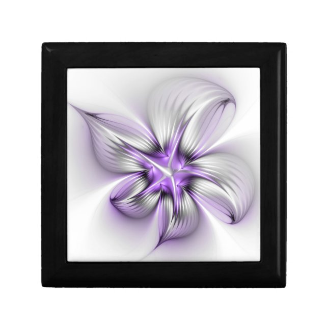 Floral Elegance Modern Abstract Violet Fractal Art Gift Box (Front)