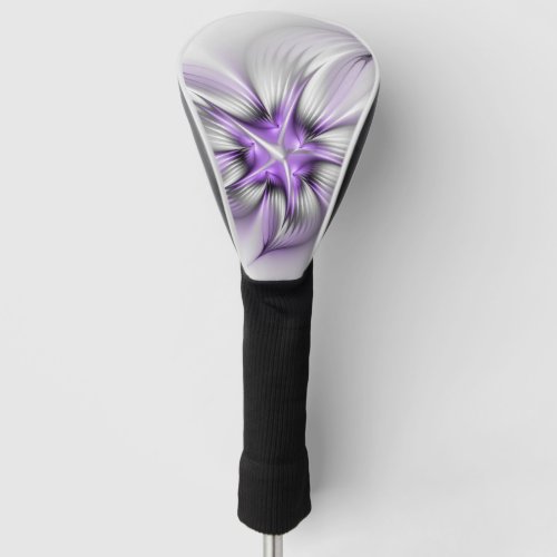 Floral Elegance Modern Abstract Violet Fractal Art Golf Head Cover