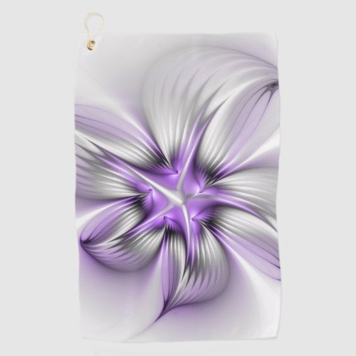 Floral Elegance Modern Abstract Violet Fractal Art Golf Towel