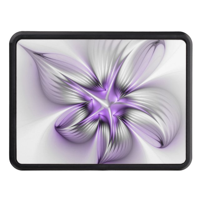 Floral Elegance Modern Abstract Violet Fractal Art Hitch Cover (Front)