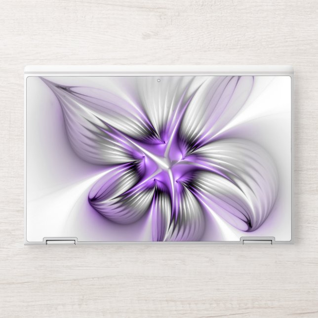 Floral Elegance Modern Abstract Violet Fractal Art HP Laptop Skin (Front)
