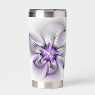 Floral Elegance Modern Abstract Violet Fractal Art Insulated Tumbler