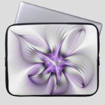 Floral Elegance Modern Abstract Violet Fractal Art Laptop Sleeve