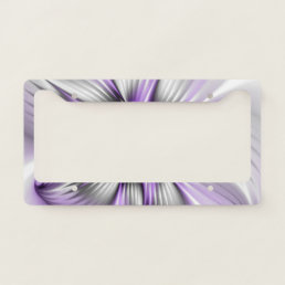 Floral Elegance Modern Abstract Violet Fractal Art License Plate Frame