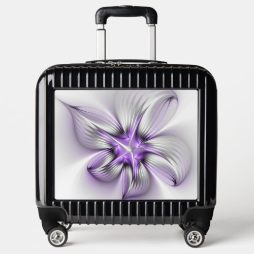 Floral Elegance Modern Abstract Violet Fractal Art Luggage