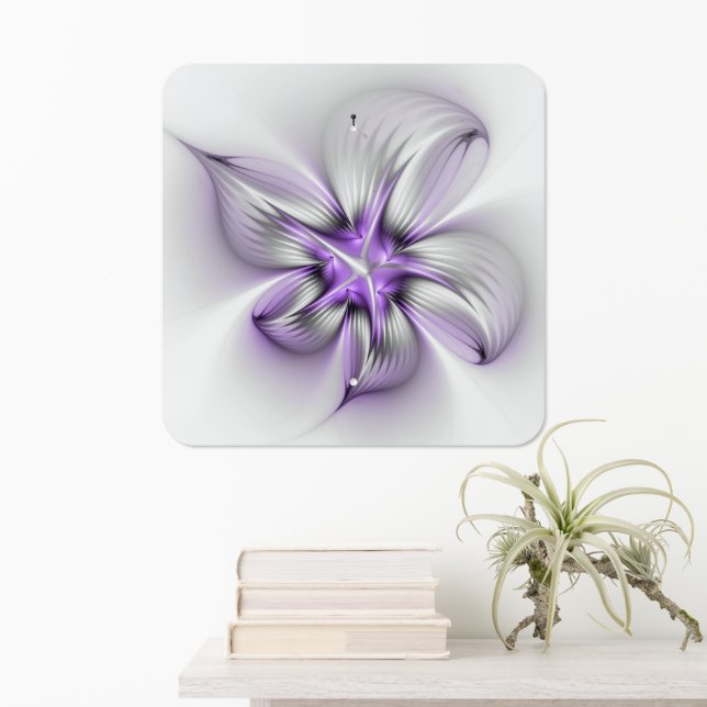 Floral Elegance Modern Abstract Violet Fractal Art Metal Sign (In Situ(Wall))