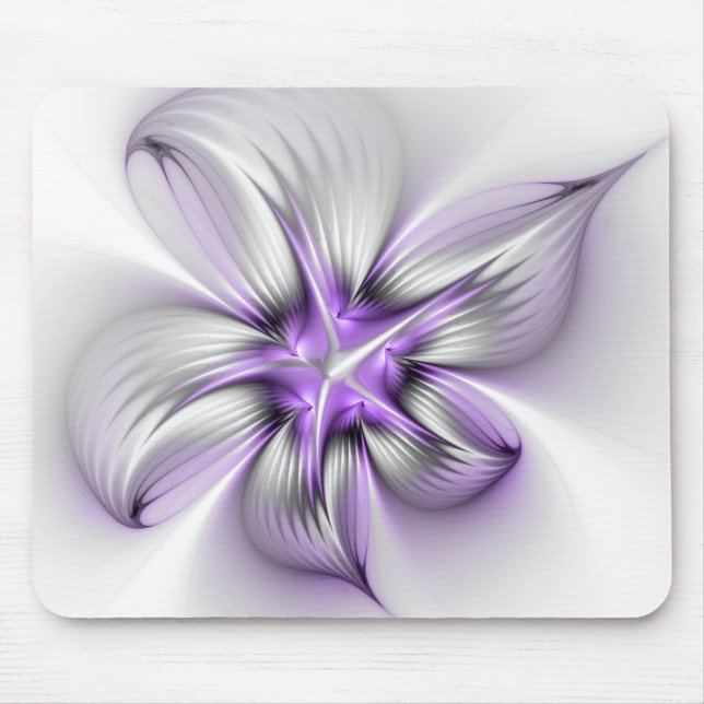 Floral Elegance Modern Abstract Violet Fractal Art Mouse Pad (Front)