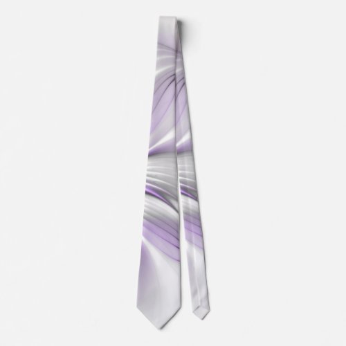 Floral Elegance Modern Abstract Violet Fractal Art Neck Tie